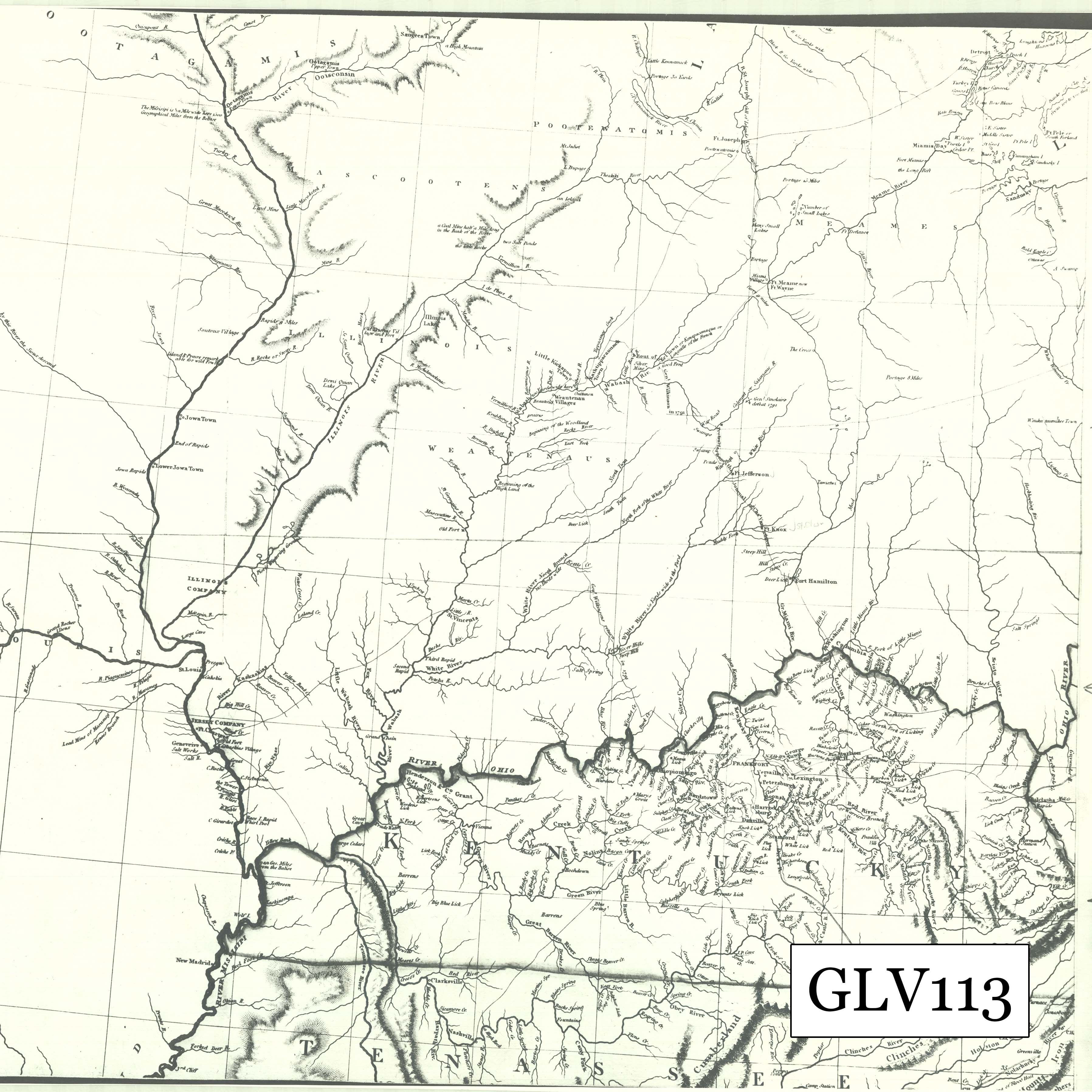 A close up view of a map depicting the Indiana region
